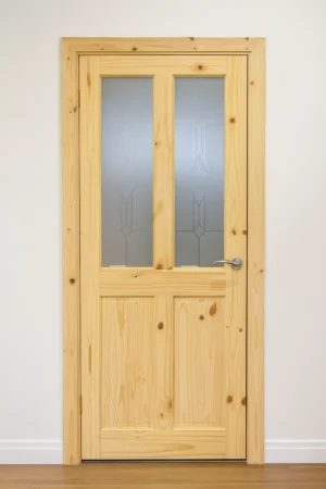 Internal Knotty Pine 2P/2L Panel Glazed Door Unfinished B Graded Stock