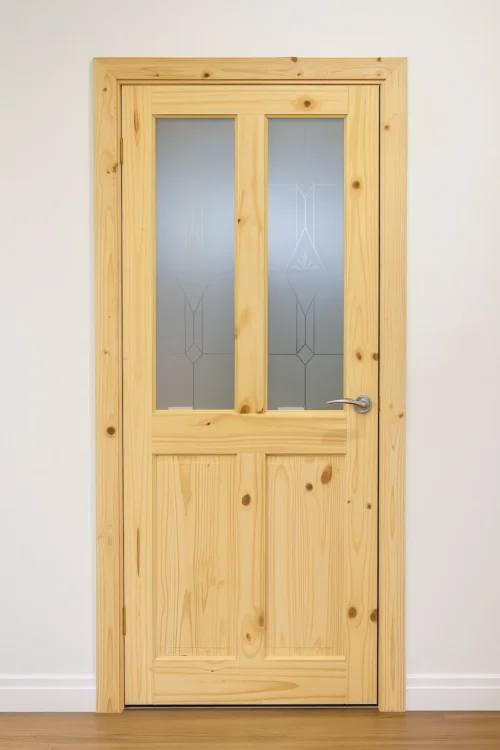 Internal Knotty Pine 2P/2L Panel Glazed Door Unfinished B Graded Stock
