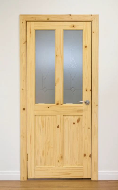 Internal Knotty Pine 2P/2L Panel Glazed Door Unfinished B Graded Stock
