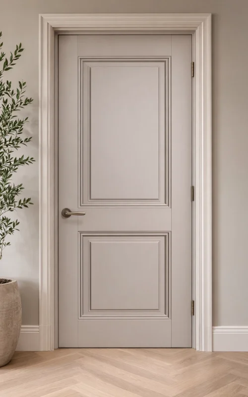 Internal Grey Arnhem Primed door available In Standard, Glazed, FD30 Brand New