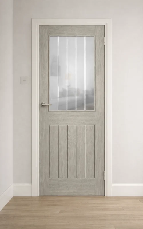 LPD Laminate Light Grey Cottage Frosted Glazed With Clear Lines Brand New