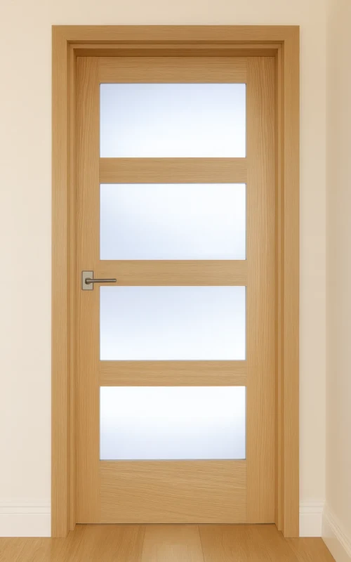 LPD Internal Oak Shaker 4P Standard ,Fire Door, Clear /Frosted Glazed Unfinished