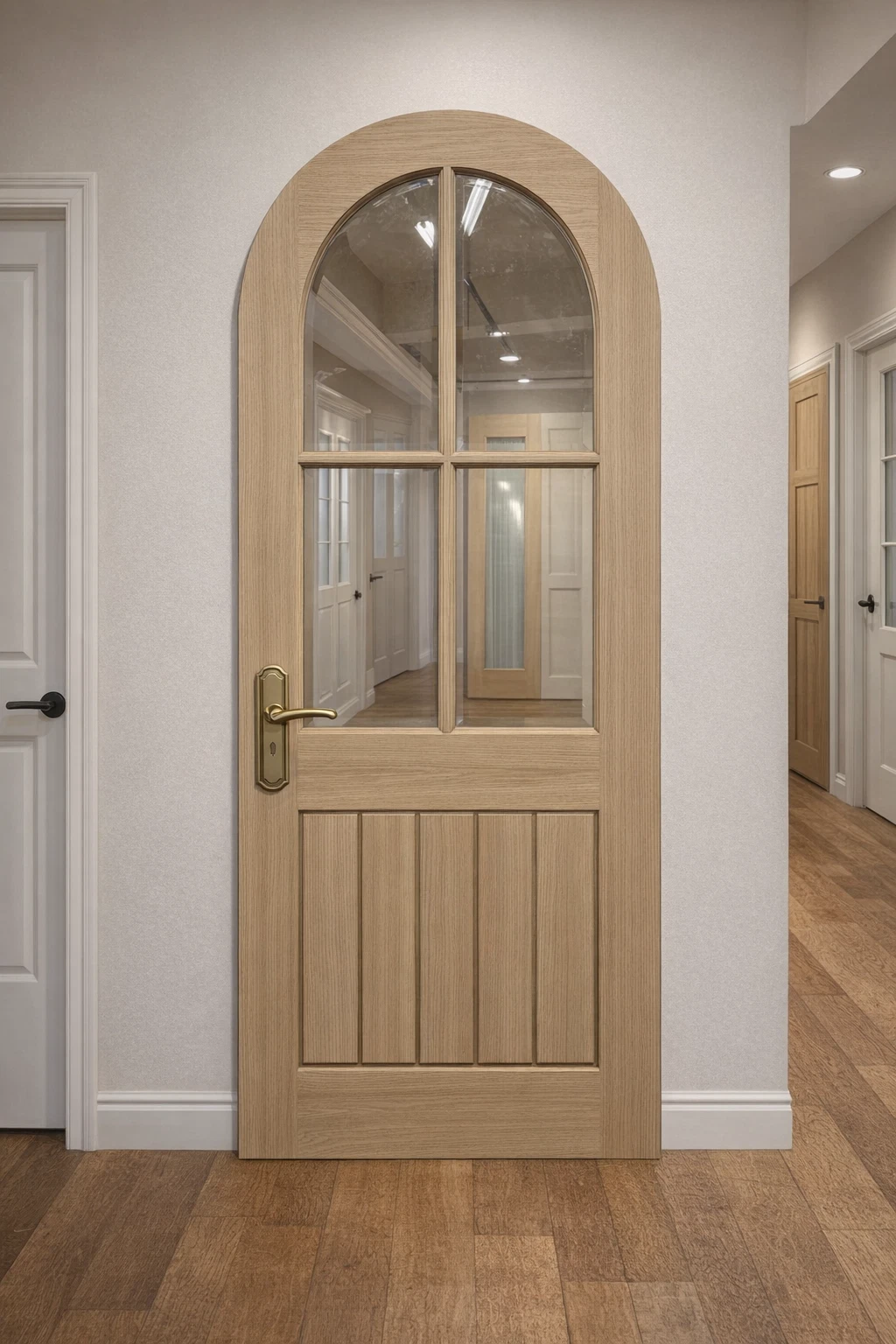 Internal Blonde Oak Mexicano Curved Top Glazed, Arched Top Prefinished B Grade - Image 2