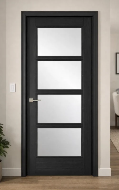 LPD Internal Vancouver Charcoal Black Finished 4 light Clear Glazed Door B Grade