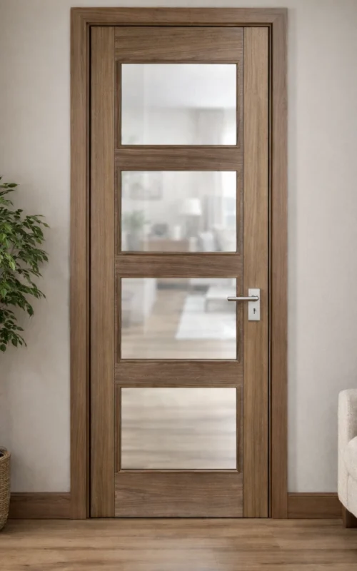 LPD Internal Vancouver Walnut PreFinished 4 light Clear Glazed Door B Graded