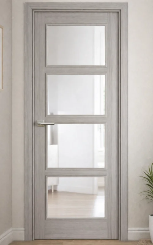 LPD Internal Vancouver light Grey Finished 4 light Clear Glazed Door B Graded