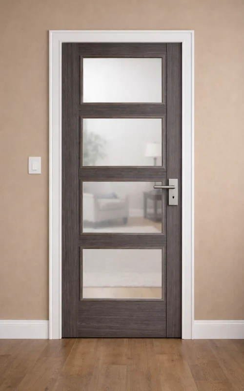 LPD Internal Vancouver Ash Grey PreFinished 4 light Clear Glazed Door B Graded