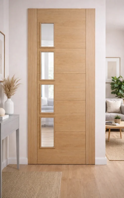 LPD Internal Vancouver Oak Offset 4L Clear Glazed FD30 27" Pre-Finished Brand New