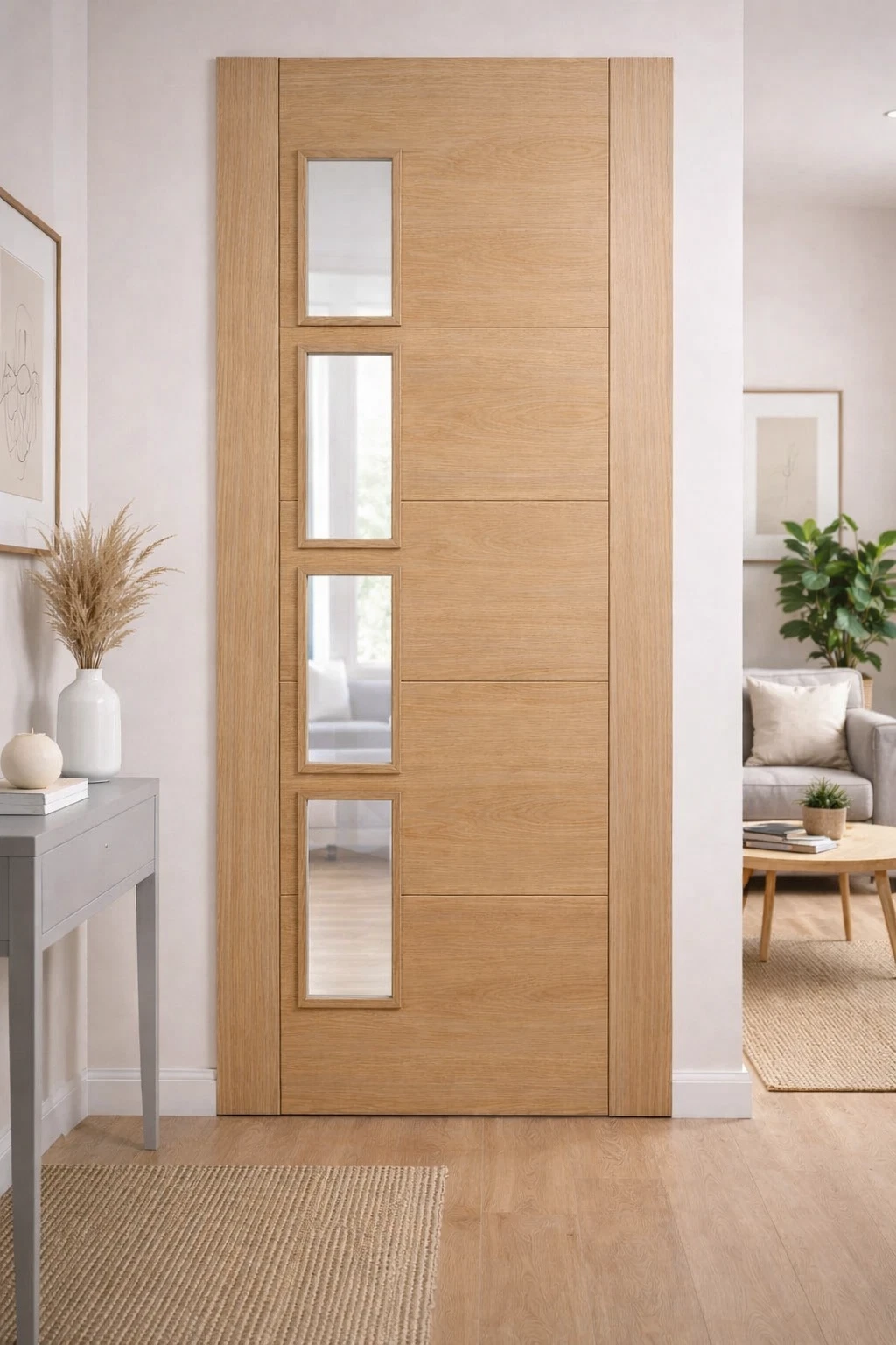 LPD Internal Vancouver Oak Offset 4L Clear Glazed FD30 27" Pre-Finished Brand New