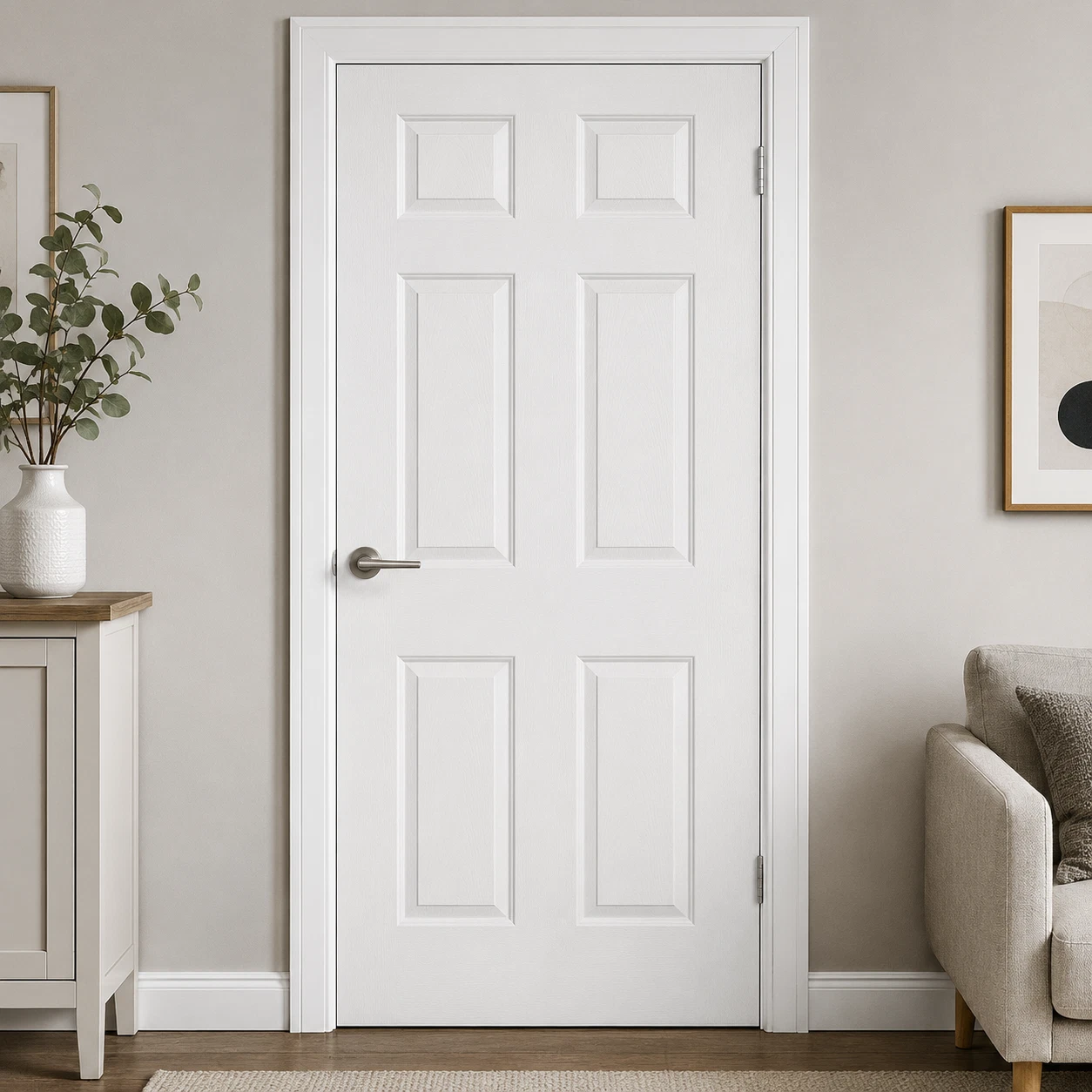 LPD White Textured 6 Panel Primed Standard, FD30 & Glazed Internal Door