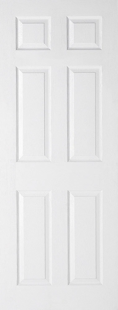 LPD White Textured 6 Panel Primed Standard, FD30 & Glazed Internal Door - Image 2